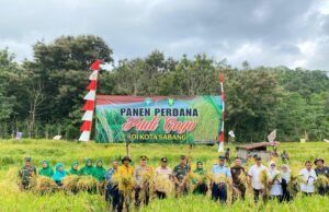 PANEN RAYA PERDANA: Kapolres dan Pj. Walikota Sabang Hadiri Panen Raya Perdana Padi Gogo