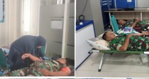 Babinsa Koramil 02/Sukakarya Dampingi Kegiatan Donor Darah Dalam Rangka Memperingati Hari Bhakti Imigrasi ke-75