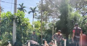 Personel Satgas TMMD Lakukan Pemasangan Keran Air, Tempat Pengambilan Air Bersih Sumur Bor