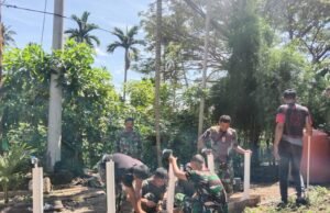 Personel Satgas TMMD Lakukan Pemasangan Keran Air, Tempat Pengambilan Air Bersih Sumur Bor