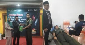 Semangat Kemanusiaan Warnai HUT Bank Aceh Syariah, Kodim 0112/Sabang Ikut Berpartisipasi Donor Darah