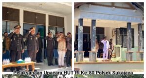 Polsek Sukajaya Gelar Upacara HUT RI ke-80 di Halaman Kantor Camat Balohan