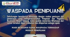 Masyarakat Dihimbau Waspadai Penipuan Mengatasnamakan Pimpinan dan Pejabat Utama Kejari Sabang