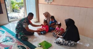 Babinsa Koramil 01/Sukajaya Dampingi Posyandu Permata Biru, Dukung Pencegahan Stunting di Gampong Jaboi