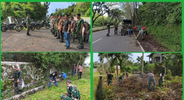 Tindak Lanjut Arahan Presiden, Kodim 0112/Sabang Bersama Warga Bersihkan Pinggiran Jalan Gampong Cot Abeuk