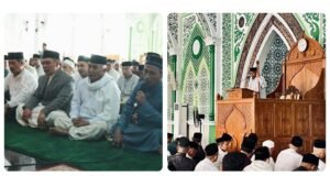Bupati Syech Muharram Shalat Ied di Masjid Al Munawwarah Jantho, Tgk Muslim Khatib