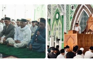 Bupati Syech Muharram Shalat Ied di Masjid Al Munawwarah Jantho, Tgk Muslim Khatib