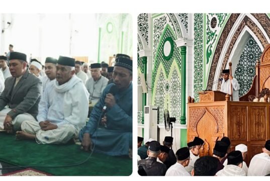 Bupati Syech Muharram Shalat Ied di Masjid Al Munawwarah Jantho, Tgk Muslim Khatib