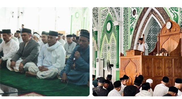 Bupati Syech Muharram Shalat Ied di Masjid Al Munawwarah Jantho, Tgk Muslim Khatib