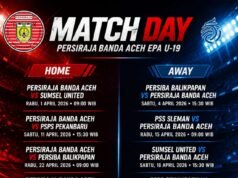 Kompetisi EPA Championship, Rabu Malam, Talenta Muda U-19 Persiraja Tantang Sumsel United