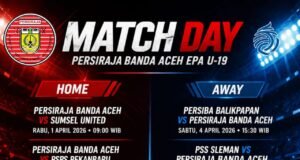 Kompetisi EPA Championship, Rabu Malam, Talenta Muda U-19 Persiraja Tantang Sumsel United