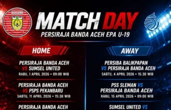 Kompetisi EPA Championship, Rabu Malam, Talenta Muda U-19 Persiraja Tantang Sumsel United