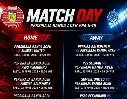 Kompetisi EPA Championship, Rabu Malam, Talenta Muda U-19 Persiraja Tantang Sumsel United