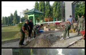 Semangat Kebersamaan, Personel Kodim 0112/Sabang Gotong Royong Cor Berem Jalan Utama Makodim