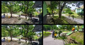 Personel Kodim 0112/Sabang Gotong Royong Bersihkan Dahan Pohon di Area Kesatrian