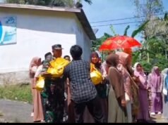 Babinsa Koramil 02/Sukakarya Hadiri dan Bantu Kelancaran Resepsi Pernikahan Warga Binaan