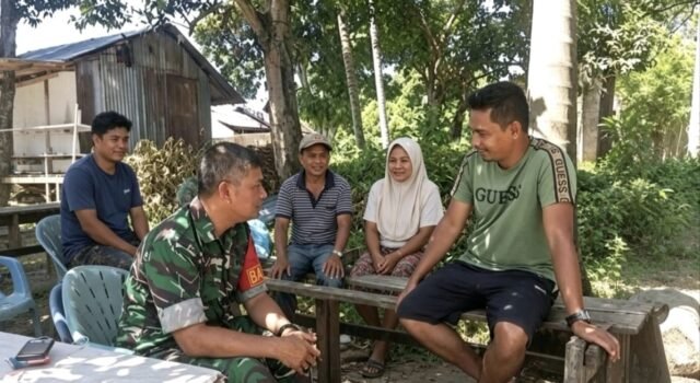 Komsos Bersama Warga, Babinsa Cot Abeuk Jaga Silaturahmi & Pantau Situasi Wilayah
