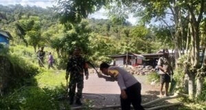 Wujudkan Lingkungan Bersih, Babinsa Iboih dan Bhabinkamtibmas Laksanakan Gotong Royong Bersama Warga