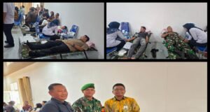 Wujud Kepedulian Sesama, Babinsa Kuta Ateuh dan Perwira Kodim 0112/Sabang Ikut Semangat Donor Darah Dalam Rangka HUT ke-53 Bank Aceh