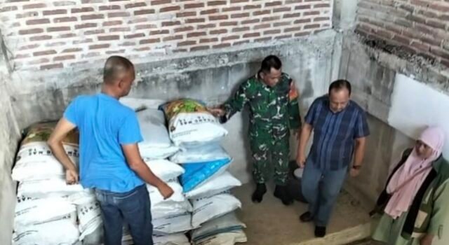 Babinsa Dampingi Distribusi Pupuk Bantuan Dinas Pertanian, 2 Ton Siap Disalurkan ke 37 Petani Gampong Kuta Timu