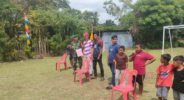 Meriahkan HUT RI ke-81, Babinsa Kuta Ateuh Turun Langsung Bantu Warga Gelar Perlombaan di Lapangan Jurong Nawawi