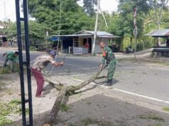 Kemanunggalan TNI-Rakyat: Babinsa dan Warga Bersihkan Jalan Demi Kenyamanan Pengguna Jalan