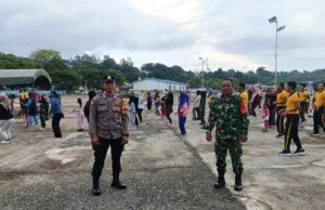 Babinsa Kuta Barat Bersama Bhabinkamtibmas Monitor Kegiatan Olahraga Bersama di CT-1 BPKS Sabang