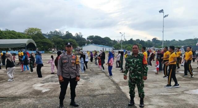 Babinsa Kuta Barat Bersama Bhabinkamtibmas Monitor Kegiatan Olahraga Bersama di CT-1 BPKS Sabang