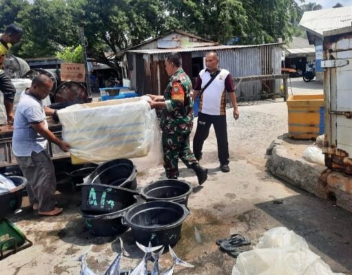 Babinsa Bantu Muat Ikan di Dermaga, Dukung Ekonomi Warga Pesisir Sabang