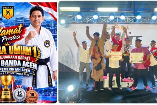 Raih Juara Umum di Kejuaraan Karate, Ketum Hasballah Apresiasi Perjuangan Atlet Wadokai Aceh